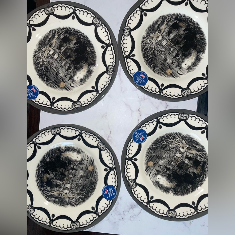 Set of 4 Royal Stafford Halloween Salad/ Dessert Plates
